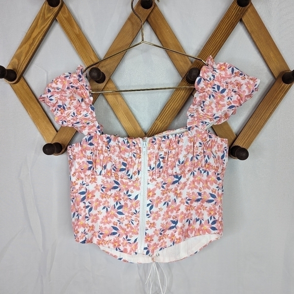 Princess Polly Harry Floral Corset Cap Sleeve Cropped Crop Top - Picture 4 of 9